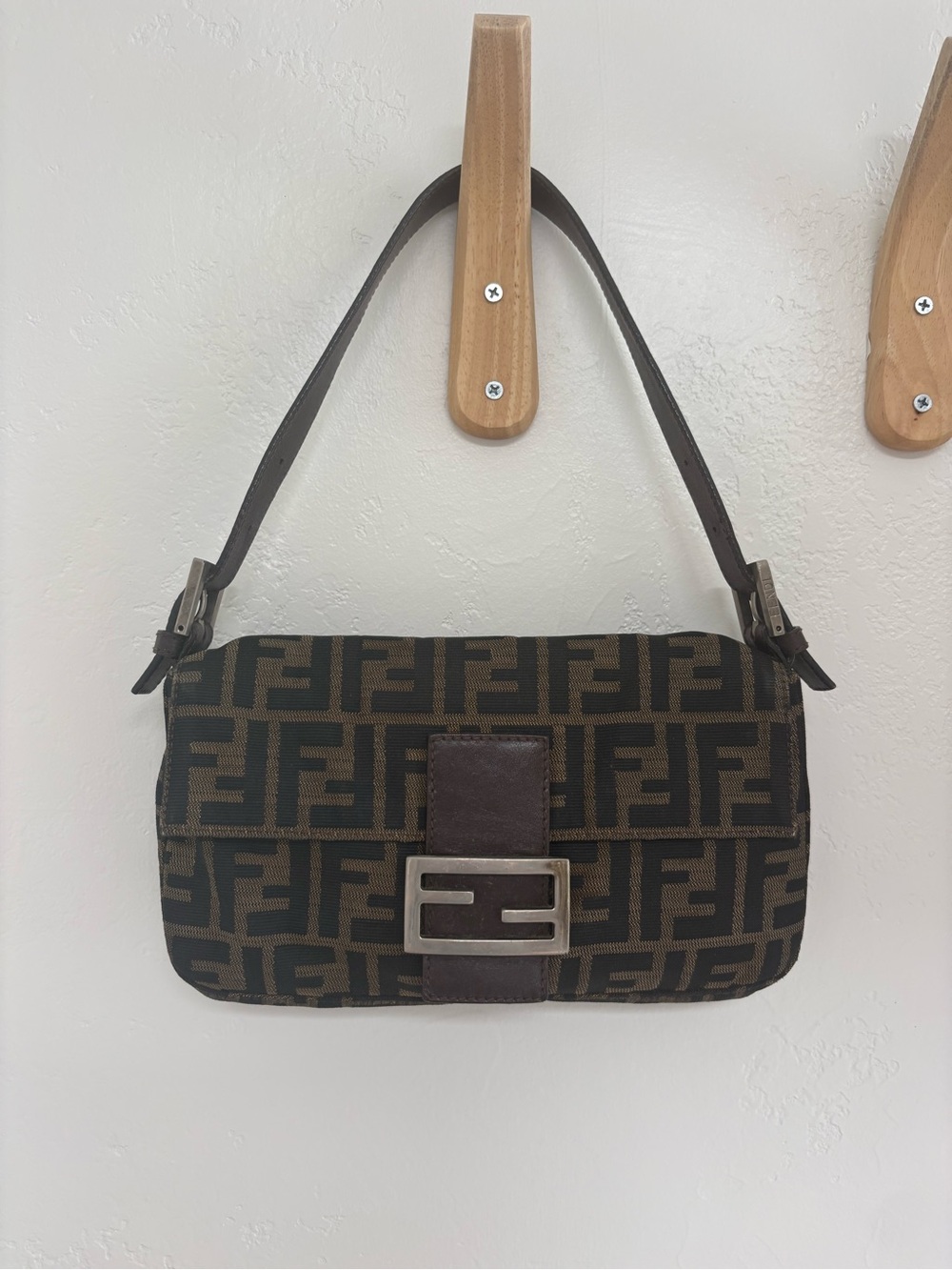 Fendi Brown and Dark Brown FF Monogram Shoulder Bag